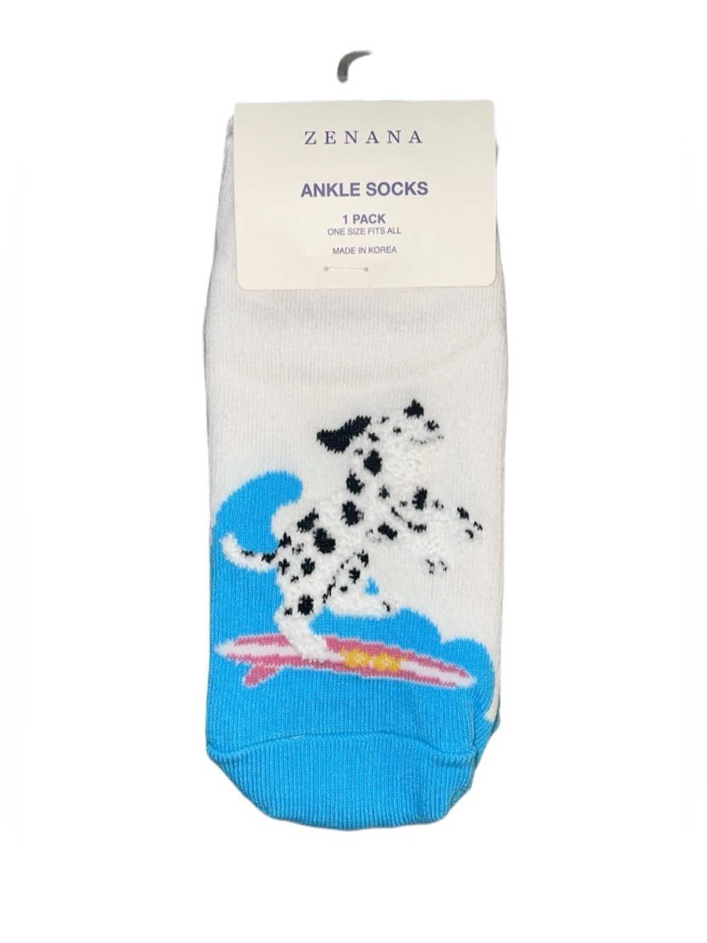 Zenana Outfitters White & Blue Dalmatian Surf Ankle Socks